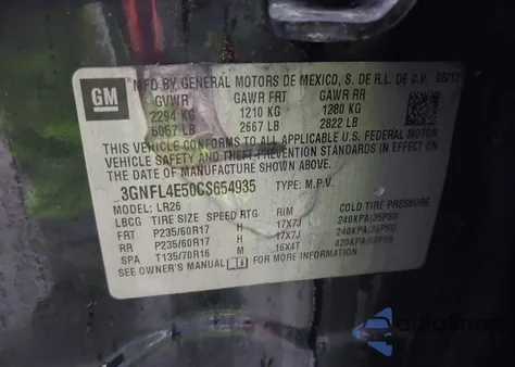 2012 Chevrolet Captiva Sport Ltz z USA, uszkodzony, nr VIN 3GNFL4E50CS654935